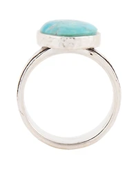 Barse Hammered Big Silver and Blue Turquoise Ring