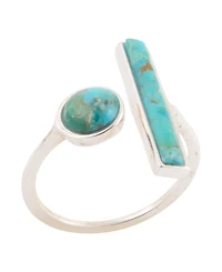 Barse Blue Turquoise Size Adjustable Silver Ring