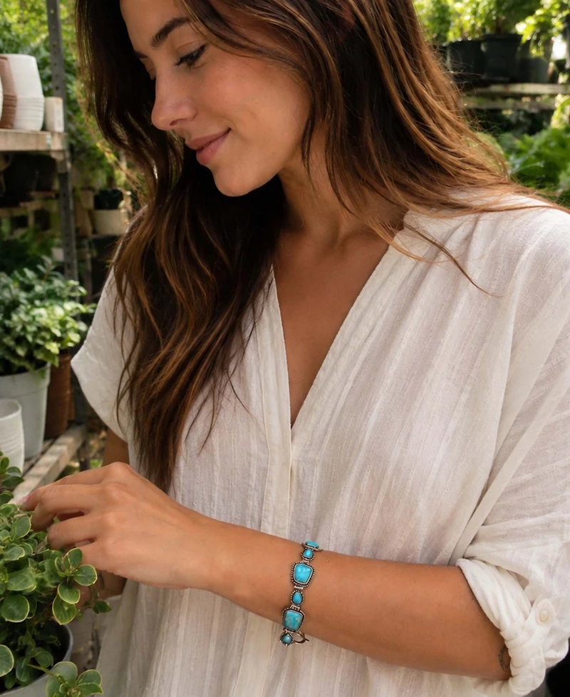 Barse Sedona Blue Turquoise and Silver Toggle Bracelet