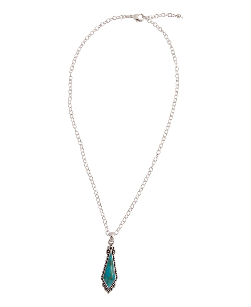 Barse Anemone Long Diamond Blue Turquoise and Silver Necklace