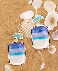 Barse Scenic Beach Blue Larimar and Silver Drop Earrings
