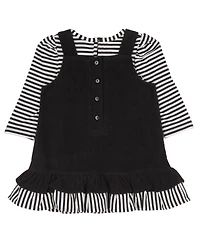 Rare Editions Baby Girls' Black Pumpkin Applique Jumper with Striped and Sleeveless Dress