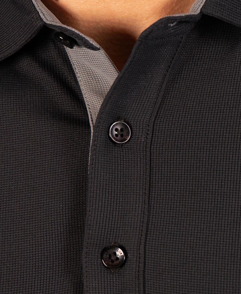 TailorByrd Men's Micro Grid Long Sleeve Performance Polo