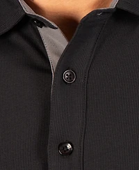 TailorByrd Men's Micro Grid Long Sleeve Performance Polo