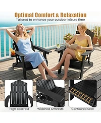 Sugift Set of 2 Outdoor Folding Adirondack Chairs with Cup Holder and 5-Level Backrest