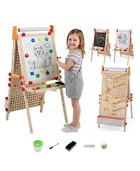 Sugift Double-Sided Adjustable-Height Kids Art Easel