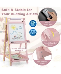 Hongge Foldable Double-Sided Art Easel with Paper Roll Holder