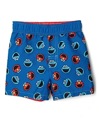 Sesame Street Baby Boys (12-18) months 2-Piece Swimwear Rash Guard and Swim Trunks Set
