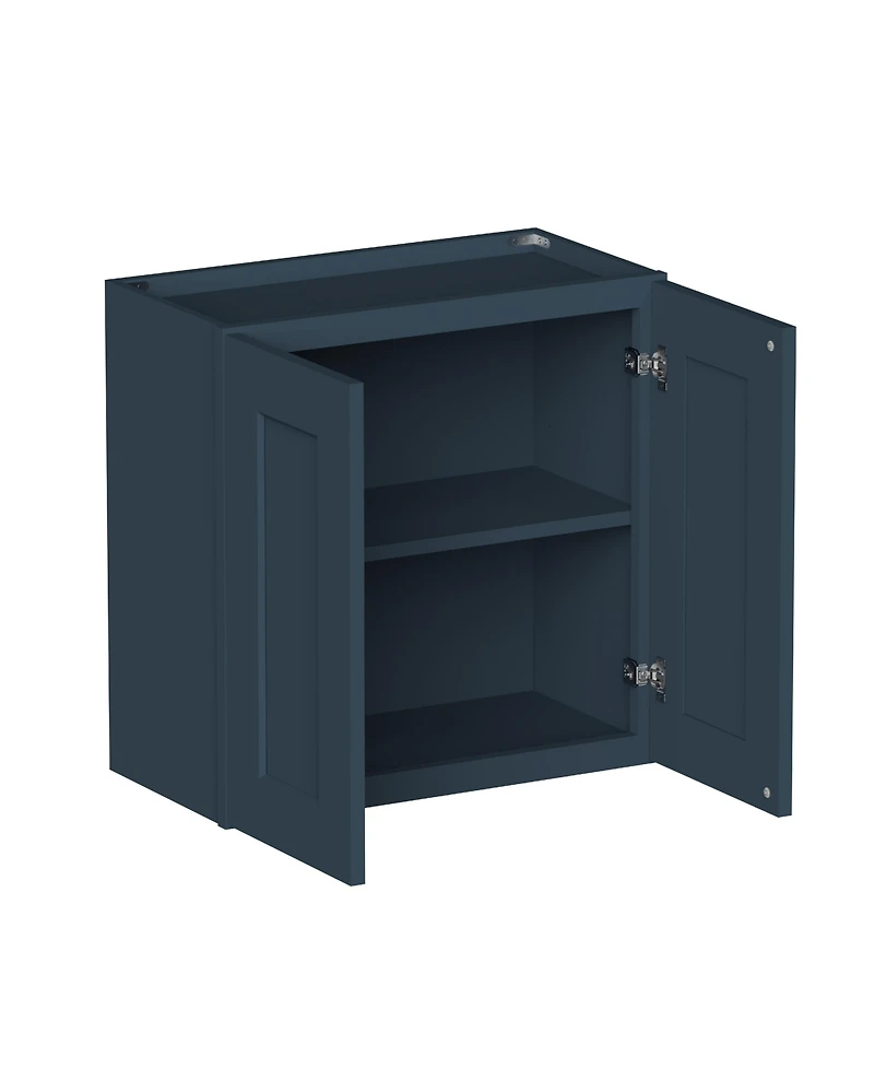 Boyel Living Double Door Short Wall Cabinet with Shelves, Ready to Assemble Kitchen Solid Wood Frame