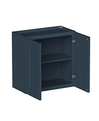 Boyel Living Double Door Short Wall Cabinet with Shelves, Ready to Assemble Kitchen Solid Wood Frame