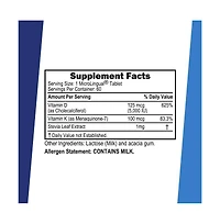 Superior Source K2 (Mk-7) 100 mcg, with D3 (5,000 Iu) Supplement, Quick Dissolve MicroLingual Tablets, 60 Count, Strengthen Bones, Cardiovascular and