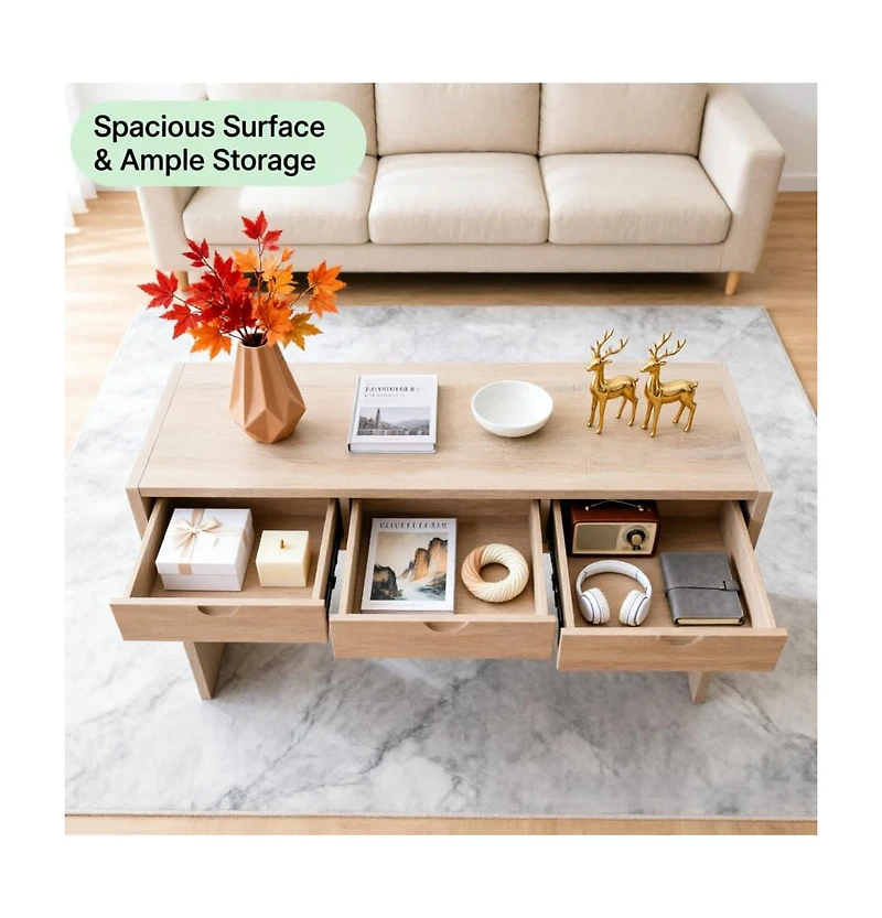 homfan 47.2" Console Table with 3 Drawers, Thickened Hallway Table with Large Storage, Entryway Sofa Table for Living Room, Tv Stand, Easy Clean