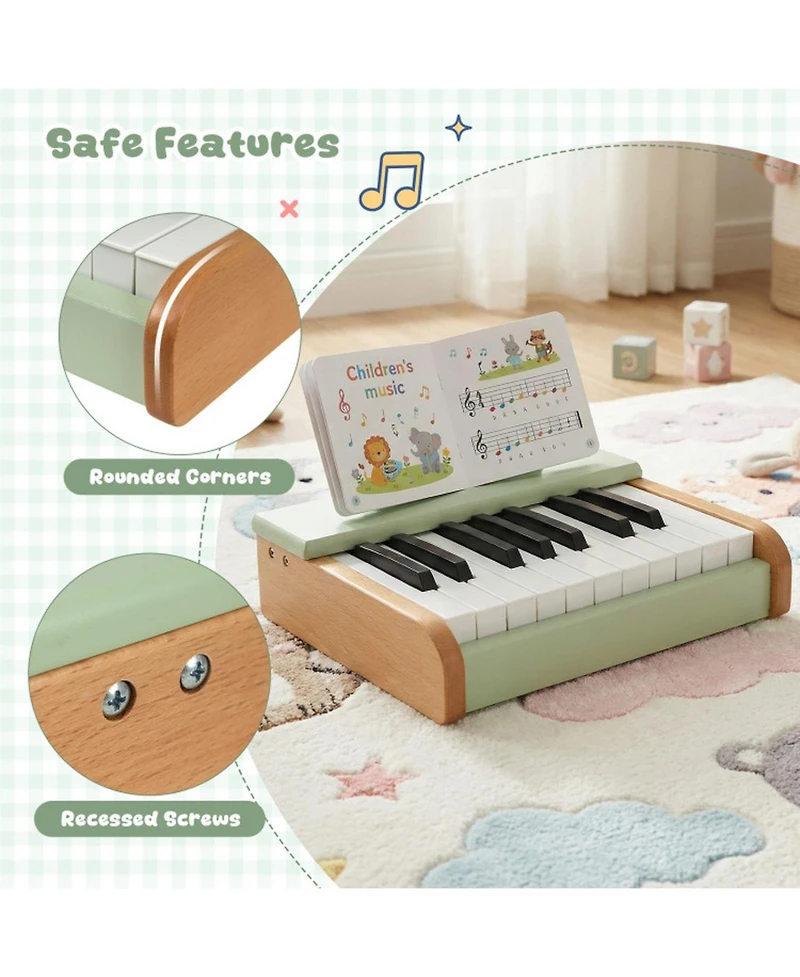 Hongge 18-Key Wooden Battery-Operated Piano, Ages 3+