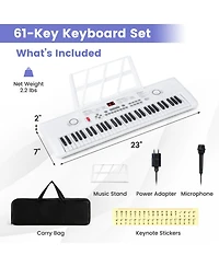 Hongge 61-Key Portable Digital Keyboard Piano, 5-Piece Set