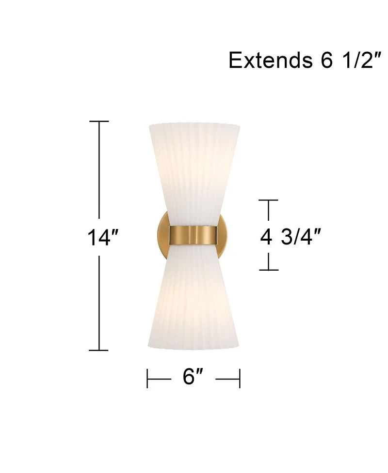Possini Euro Design Possini Euro Peter 14" High Warm Brass 2-Light Wall Sconce