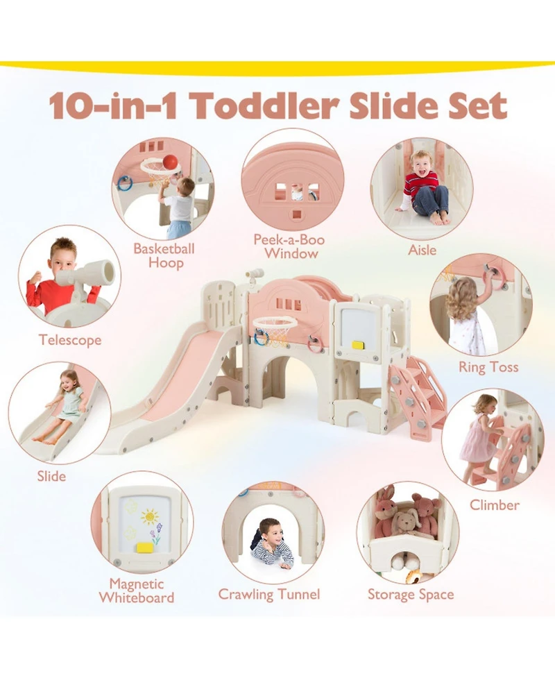 Sugift 10-in-1 Indoor Toddler Slide Set