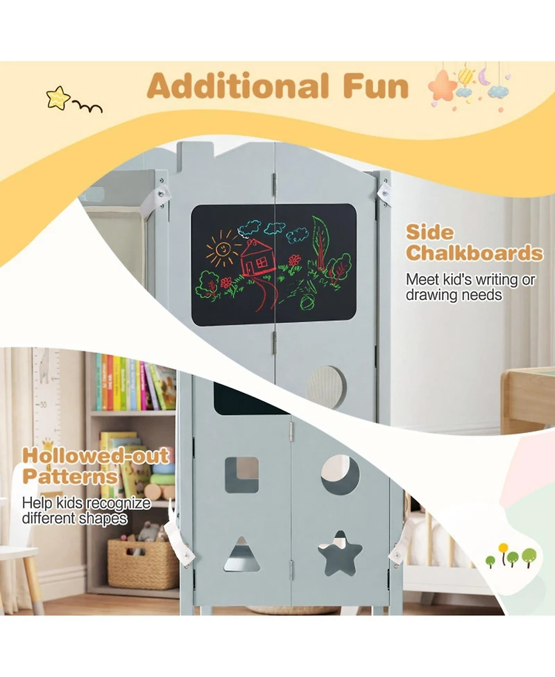 Hongge 3-In-1 Foldable Toddler Tower Convertible to 2-Step Stool
