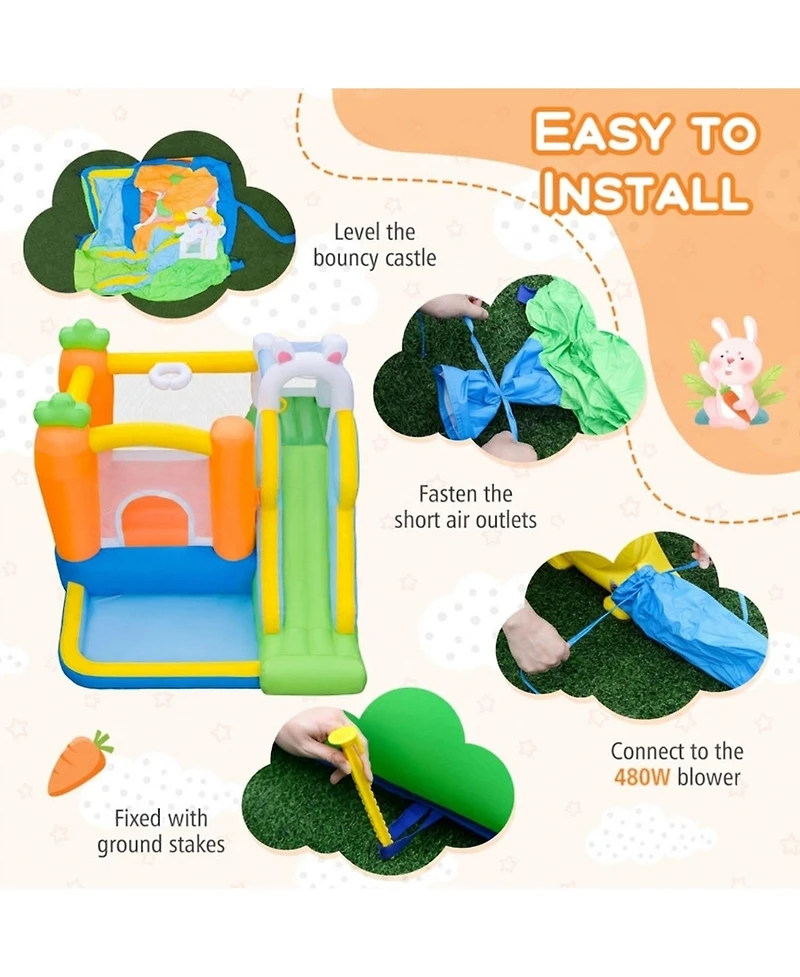 Hongge Inflatable Bounce House with Climbing Wall, Ball Pit and Slide, Ages 3-12