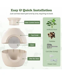 Sugift Smart Plant Cat Litter Box with Electronic Odor Removal and Sterilization