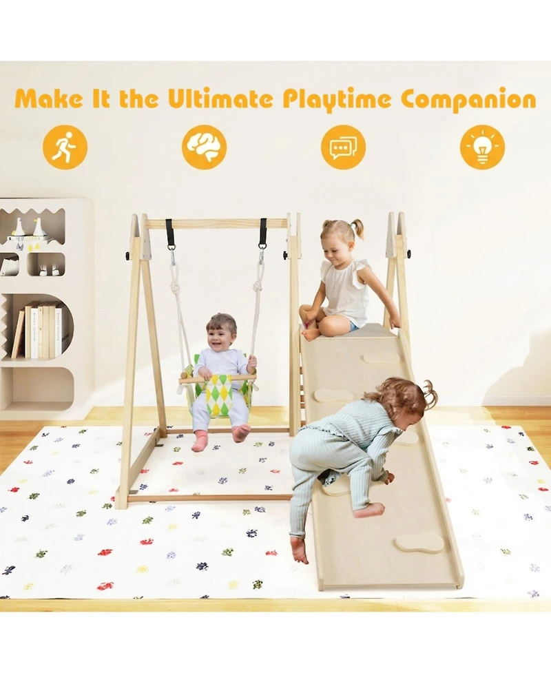Hongge Ages 1+ 4-in-1 Wooden Indoor Jungle Gym