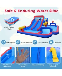 Hongge Giant Inflatable Water Slide Bounce House with Double Slides, Splash Pool, and 750W Blower, Ages 3-12