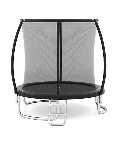 Hongge 8 ft Galvanized Steel Safety Enclosure Net Trampoline with Ladder, 880 lb Capacity, Ages 3+