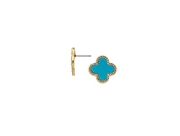 Rivka Friedman 18K Gold Plated Turquoise + Cubic Zirconia Flower Stud Earrings