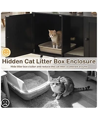 Hongge 47 in Double Room Cat Litter Box Enclosure for Two Cats