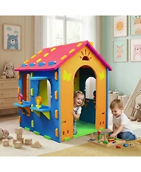 Hongge Cottage Soft Eva-Foam Peek-a-Boo Windows Playhouse, Ages 18 Months+