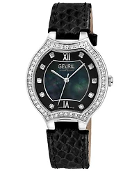 Gevril Women's Lugano Swiss Quartz Diamond Hand made Italian leather Strap Watch