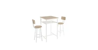 Flynama 3-Piece Bar Table Set with 2 Stools, Backrest and Partition, Modern Wood Grain for Home Bars