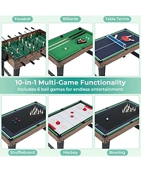 Sugift 10-in-1 Combo Game Table Set 50in Multi-Game Table with Foosball