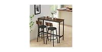 Flynama 2-Piece Bar Table Set with Pu Soft Seat Stools, Space-Saving for Small Kitchen and Living Room