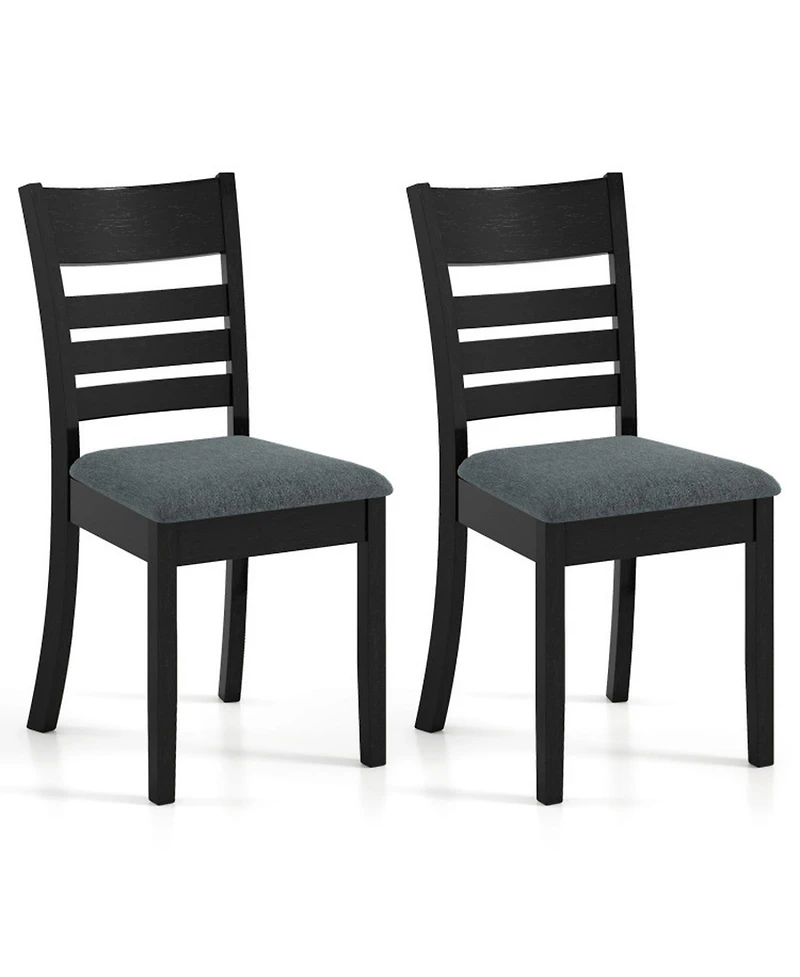 Sugift Set of 2 Upholstered Wooden Dining Chairs with Rubber Wood Frame and Curved Backrest