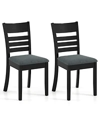 Sugift Set of 2 Upholstered Wooden Dining Chairs with Rubber Wood Frame and Curved Backrest