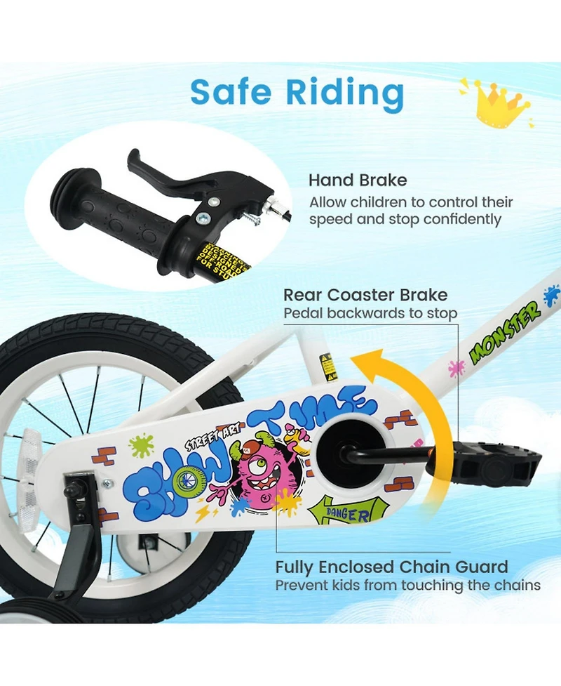 Sugift 16 in Kids' Bike with Training Wheels and Dual Brakes, Ages 4-7