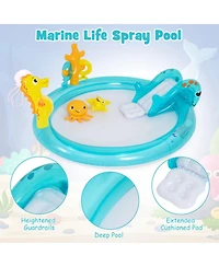 Sugift Kids Inflatable Water Park 70" x 62" x 26.5", Pvc with Slide, Sprinkler & Ring-Toss Game Play Center, Ages 2-6