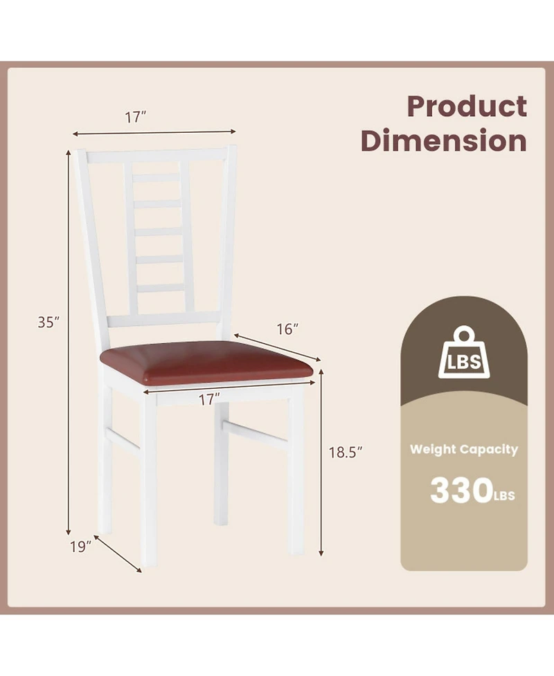 Sugift Pu Leather Upholstered Rubber Wood Dining Chairs Set of 4