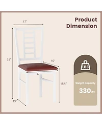 Sugift Pu Leather Upholstered Rubber Wood Dining Chairs Set of 4