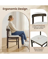 Sugift Set of 2 Fabric Upholstered Wood Dining Chairs with Removable Pillow