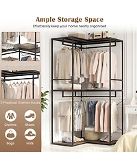 Hongge Heavy Duty 3-Tier Clothes Rack with Two Hanging Rails
