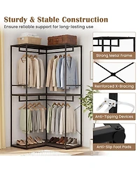 Hongge Heavy Duty 3-Tier Clothes Rack with Two Hanging Rails