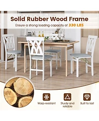 Sugift Set of 2 Folding Wooden Dining Chairs Faux Leather Upholstered Armless Kitchen Chairs