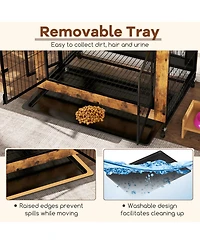 Hongge 38 in Mobile Industrial Dog Kennel with Flip-Up Tabletop