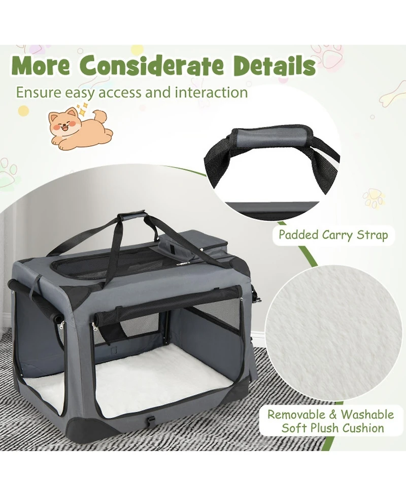 Hongge Collapsible Soft-Sided Travel Dog Crate with Mesh Windows