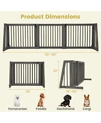 Hongge Free Standing Folding 3-Panel Wood Dog Fence for Doorways