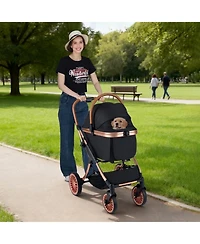 Hongge Aluminum Frame 3-in-1 Pet Stroller for Pets up to 55 lbs