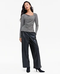 I.n.c. International Concepts Women's Geometric-Print Cowl-Neck Long-Sleeve Blouse, Macy's Exclusive
