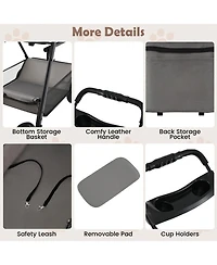 Hongge 35 in 3-in-1 Pet Stroller with Removable Travel Carrier