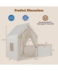 Hongge 2-in-1 3-Piece Play Tent and Playpen with Star String Lights, Ages 3+